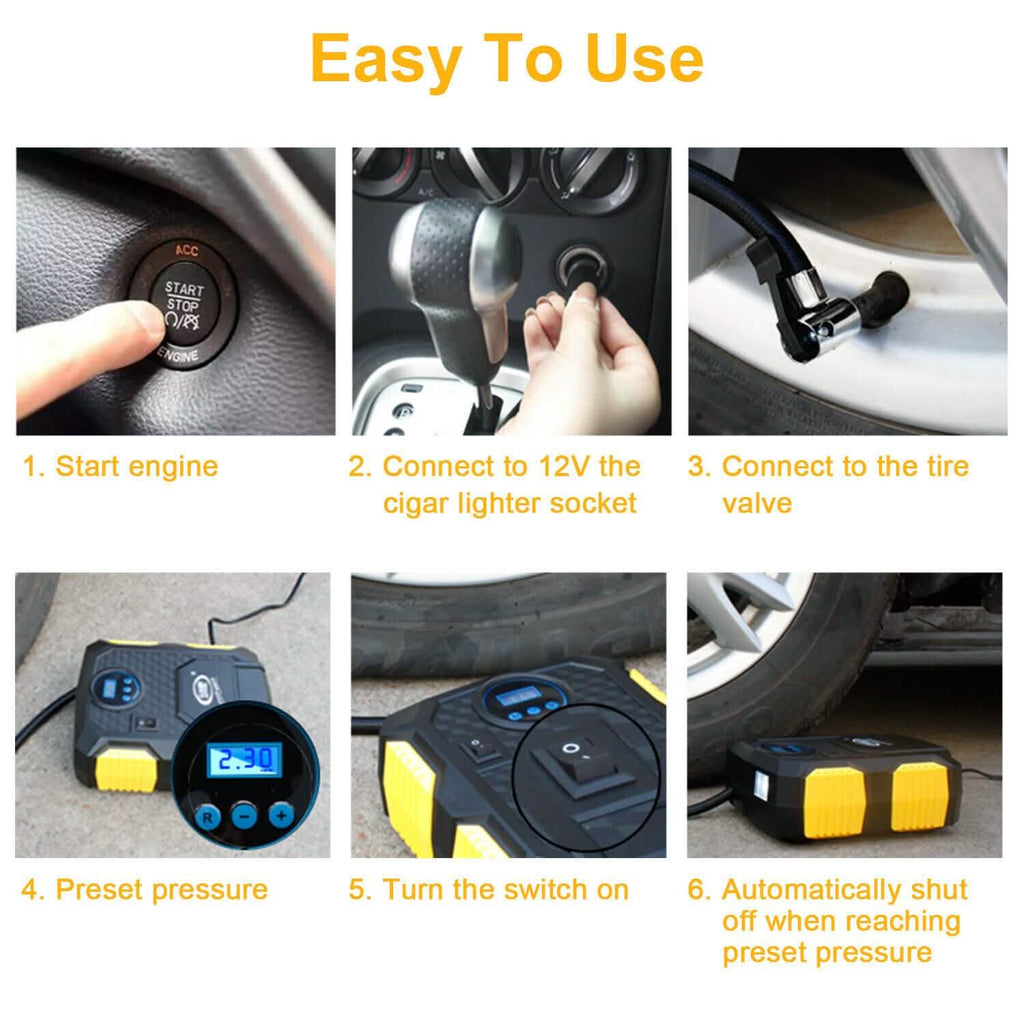 Tire Inflator 12V DC 120W 150PSI with LCD Electric Air Compressor by DailySale