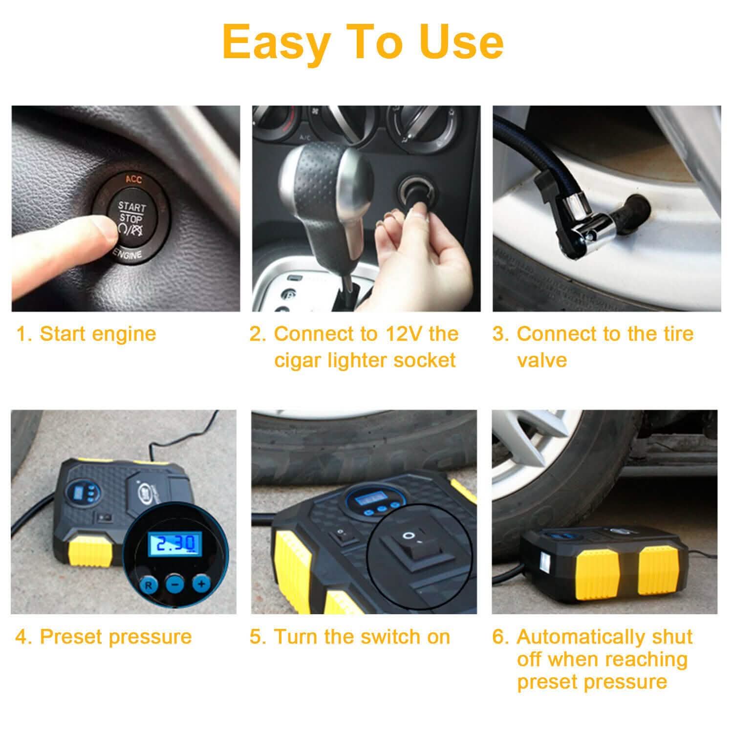 Tire Inflator 12V DC 120W 150PSI with LCD Electric Air Compressor by DailySale