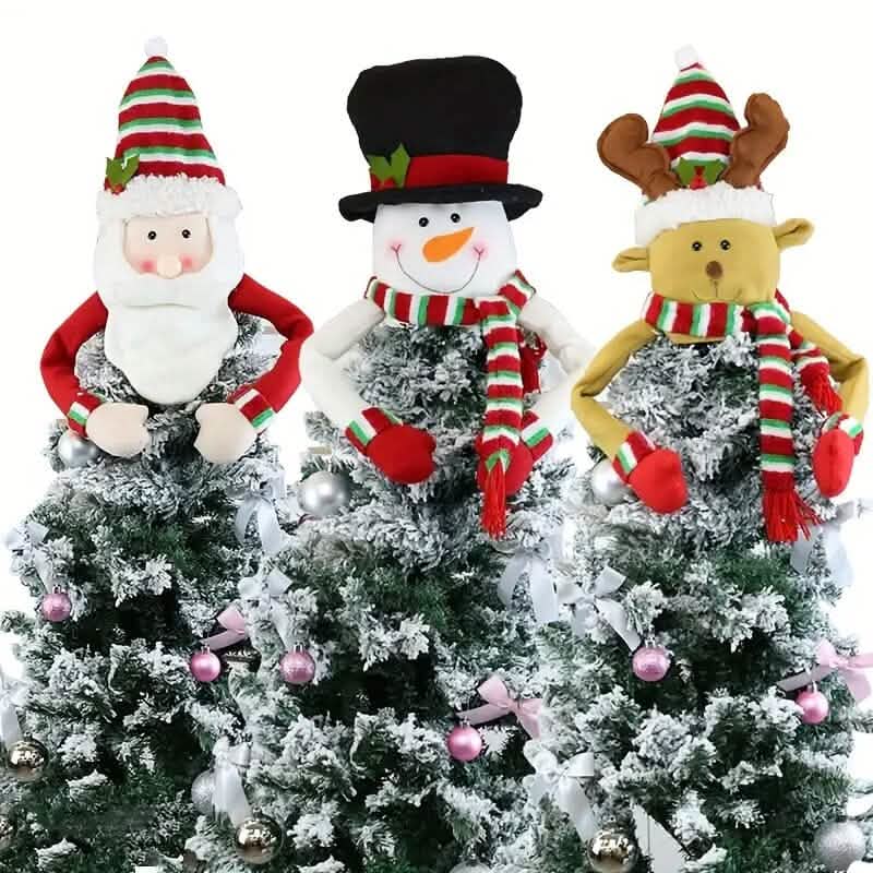 Traditional Wool Festive Christmas Tree Top Star and Snowman Decoration by DailySale
