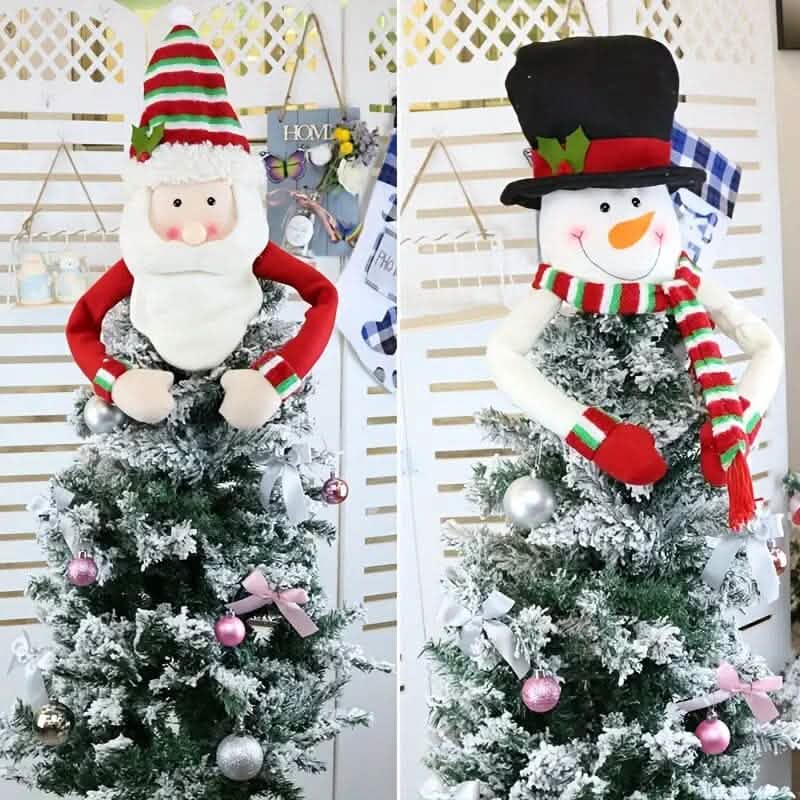 Traditional Wool Festive Christmas Tree Top Star and Snowman Decoration by DailySale