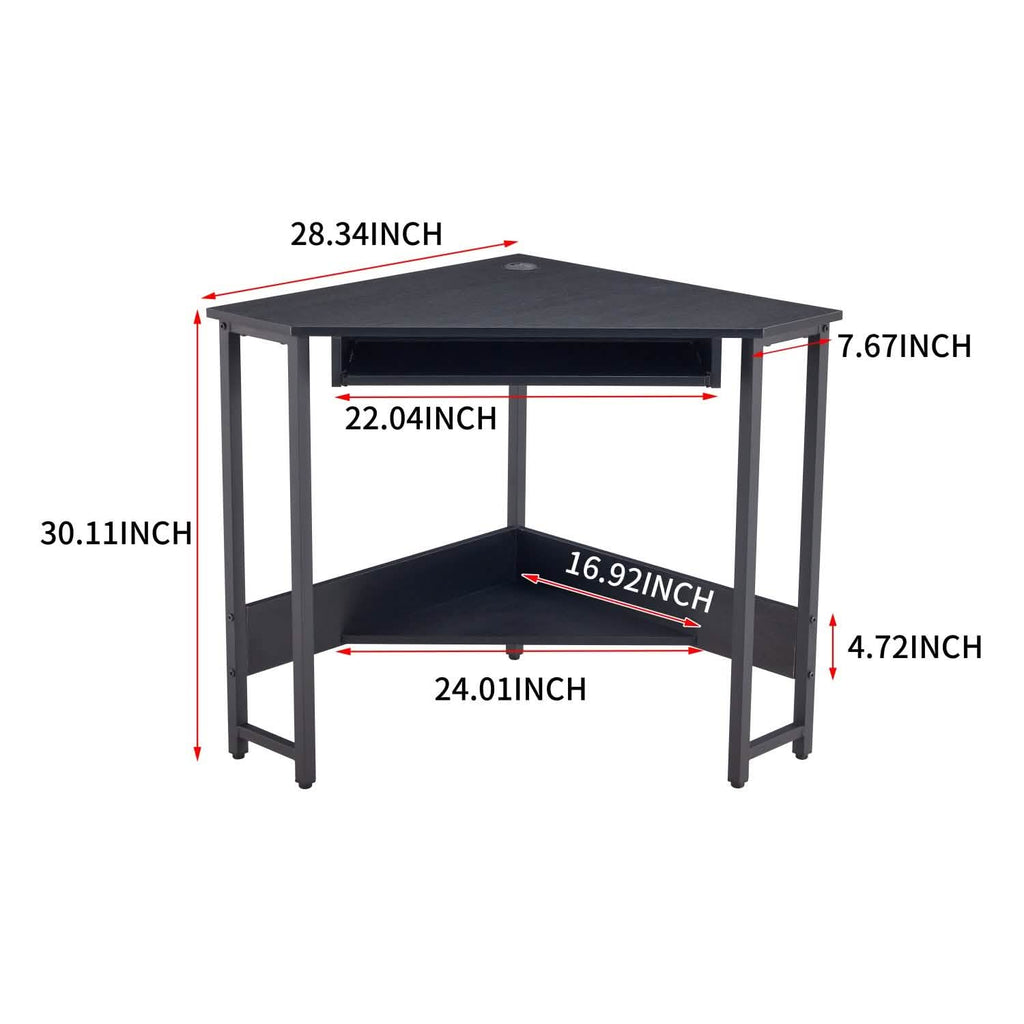 Triangle Computer Desk, Smooth Keyboard Tray& Storage Shelves by DailySale