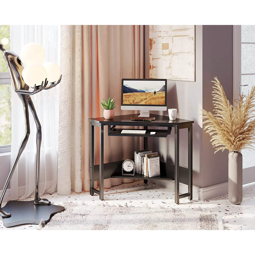 Triangle Computer Desk, Smooth Keyboard Tray& Storage Shelves by DailySale