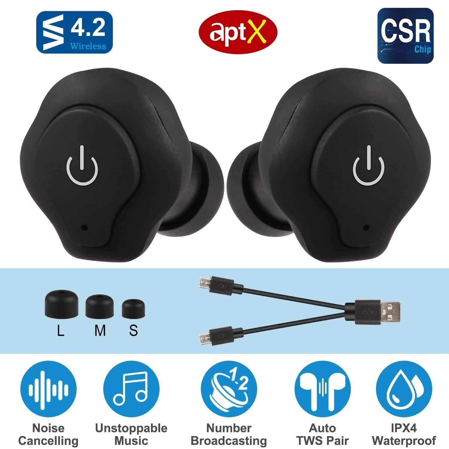 True Wireless Earbuds CSR v4.2 In-Ear Stereo Headsets by DailySale