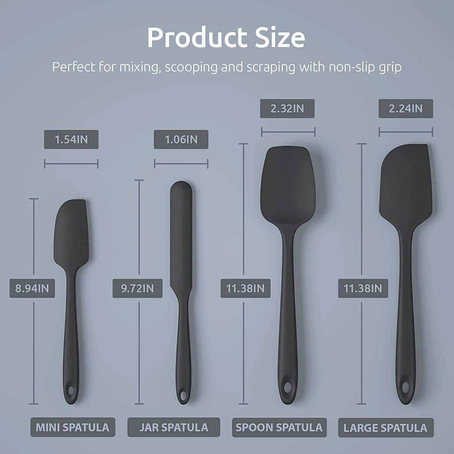 U-Taste Silicone Spatula Set with 480 Degrees Fahrenheit Heat Resistant by DailySale