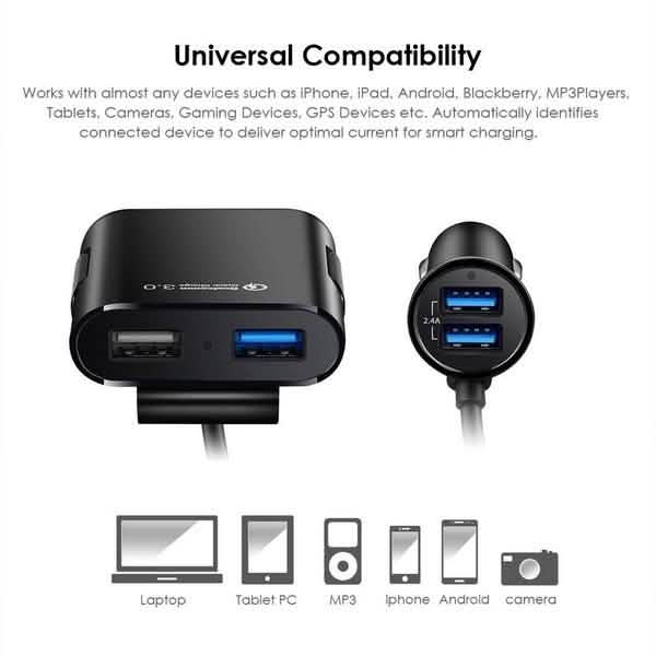 Universal 4 Ports USB Car Charger by DailySale