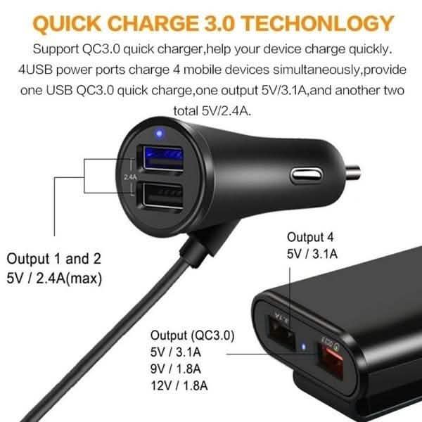 Universal 4 Ports USB Car Charger by DailySale