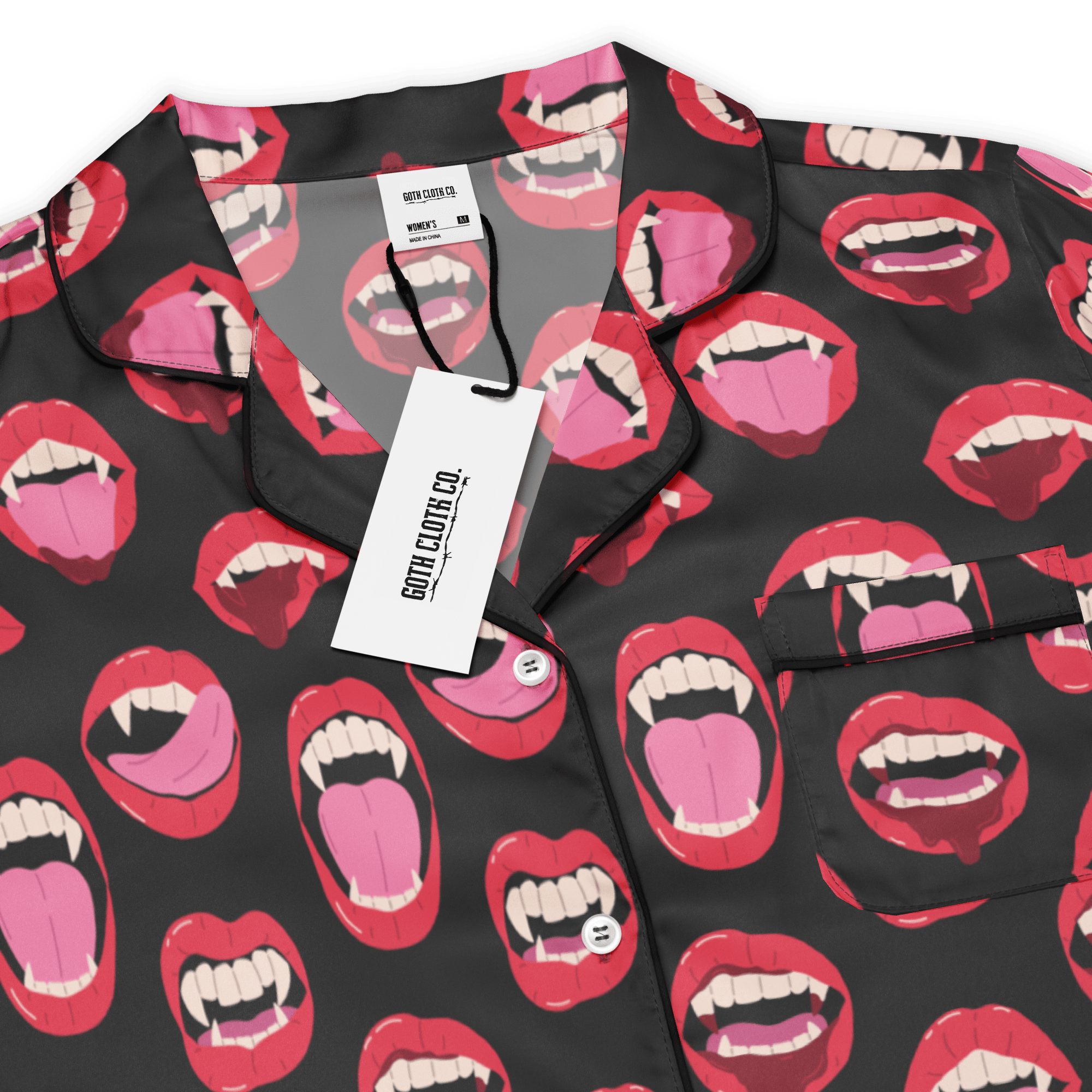 Vampire Kiss Silky Pajama Top by Goth Cloth Co.