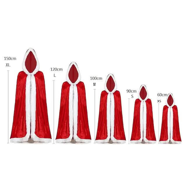 Velvet Hooded Cape Cloak Santa Cosplay Christmas Costumes Women by DailySale