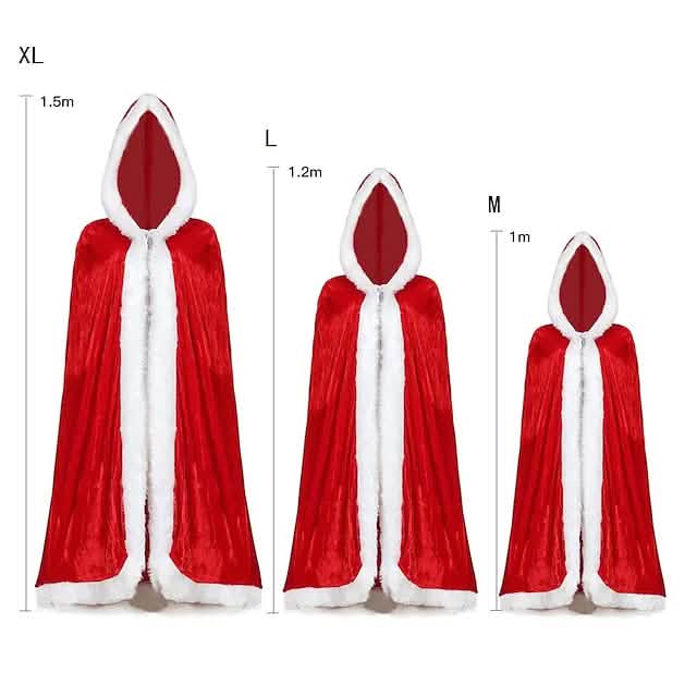 Velvet Hooded Cape Cloak Santa Cosplay Christmas Costumes Women by DailySale