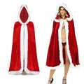 Velvet Hooded Cape Cloak Santa Cosplay Christmas Costumes Women by DailySale