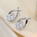 Vintage Style Stud Earrings - Embellished with Rhinestones, Cross Line Design by DailySale