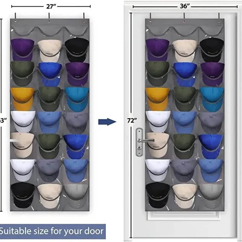 Visible Baseball Hat Rack for Wall Door with 3 Hooks 24 Deep Pockets by DailySale
