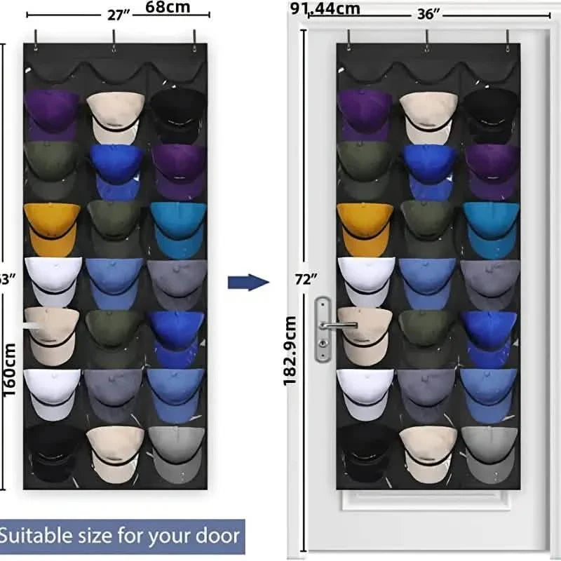 Visible Baseball Hat Rack for Wall Door with 3 Hooks 24 Deep Pockets by DailySale