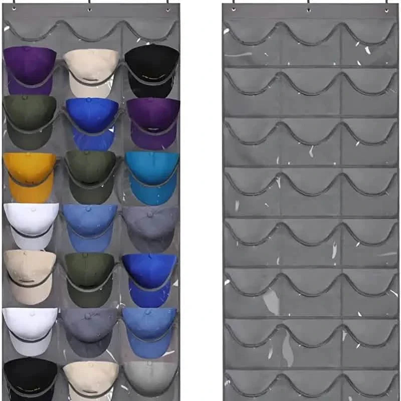 Visible Baseball Hat Rack for Wall Door with 3 Hooks 24 Deep Pockets by DailySale