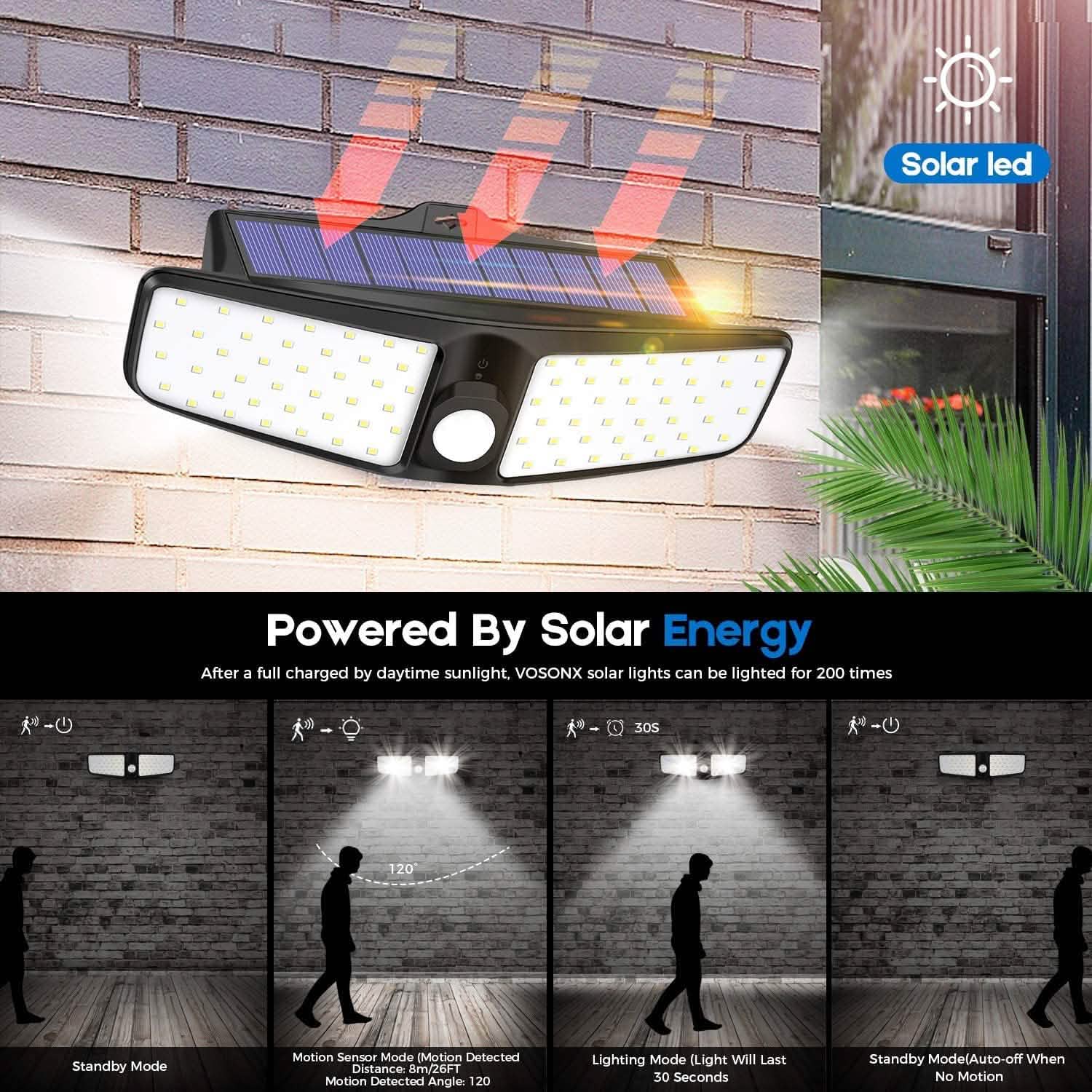 VOSONX Solar Powered Security Lights by DailySale