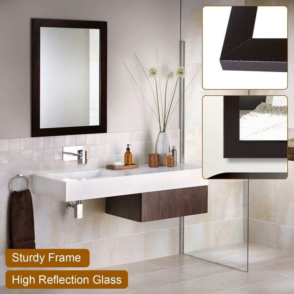 Wall Mount Mirror Wood-Like Frame Rectangle Modern Hanging Mirror by DailySale