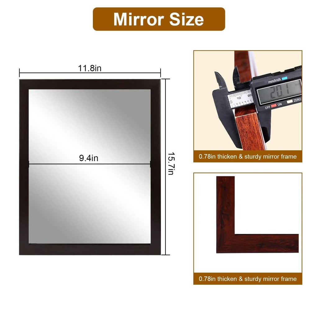 Wall Mount Mirror Wood-Like Frame Rectangle Modern Hanging Mirror by DailySale