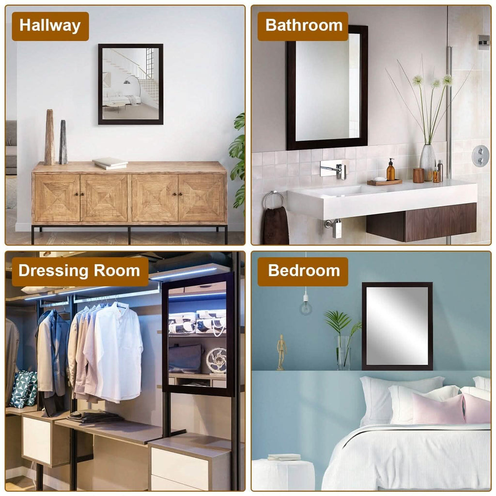 Wall Mount Mirror Wood-Like Frame Rectangle Modern Hanging Mirror by DailySale