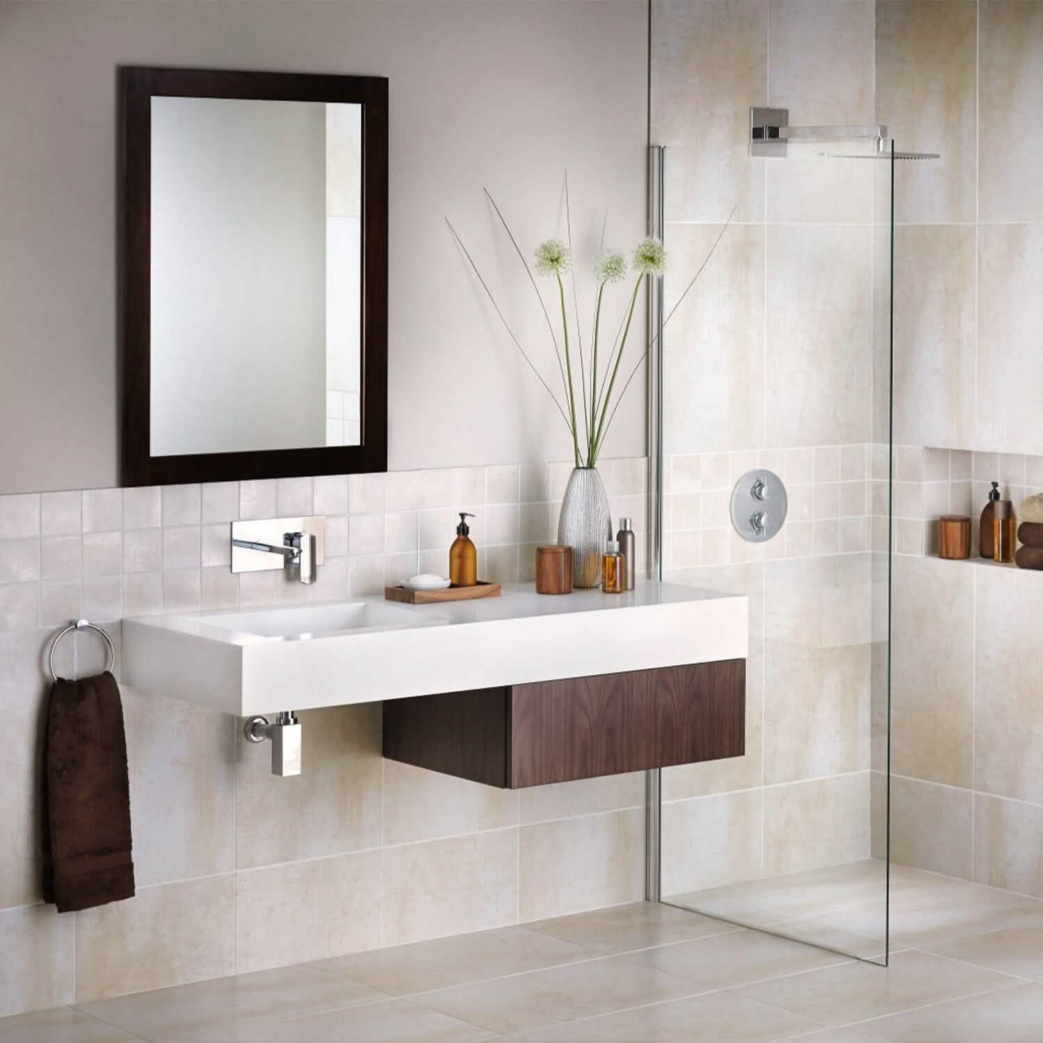 Wall Mount Mirror Wood-Like Frame Rectangle Modern Hanging Mirror by DailySale