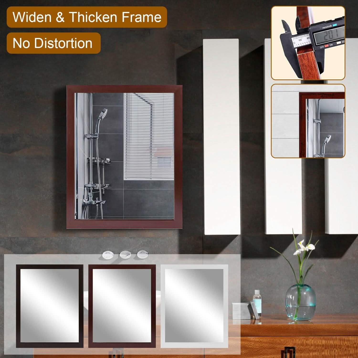 Wall Mount Mirror Wood-Like Frame Rectangle Modern Hanging Mirror by DailySale