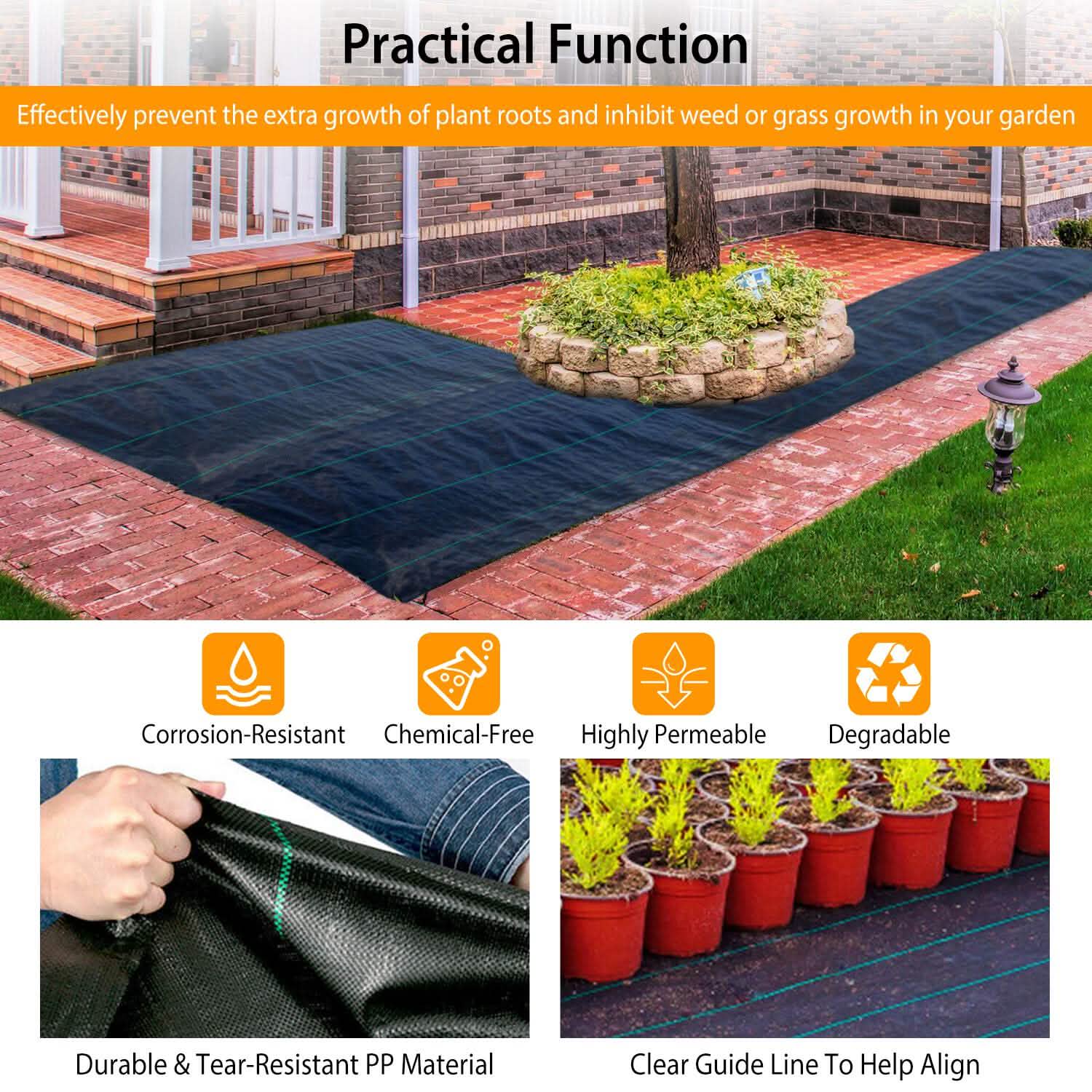 Weed Barrier Landscape Gardening Mat Fabric Woven by DailySale