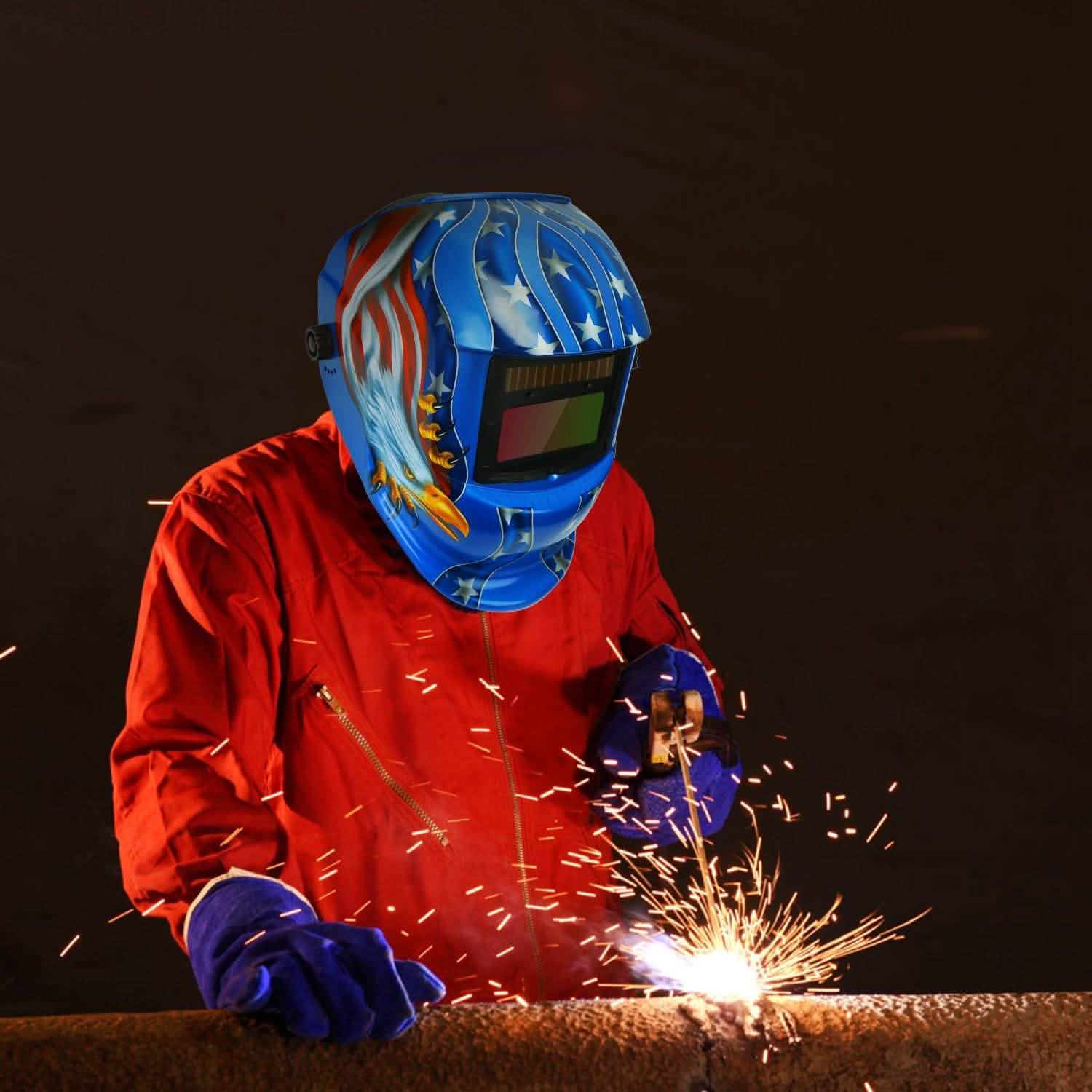 Welding Helmet Solar Powered Auto Darkening Hood with Adjustable Wide Shade by DailySale