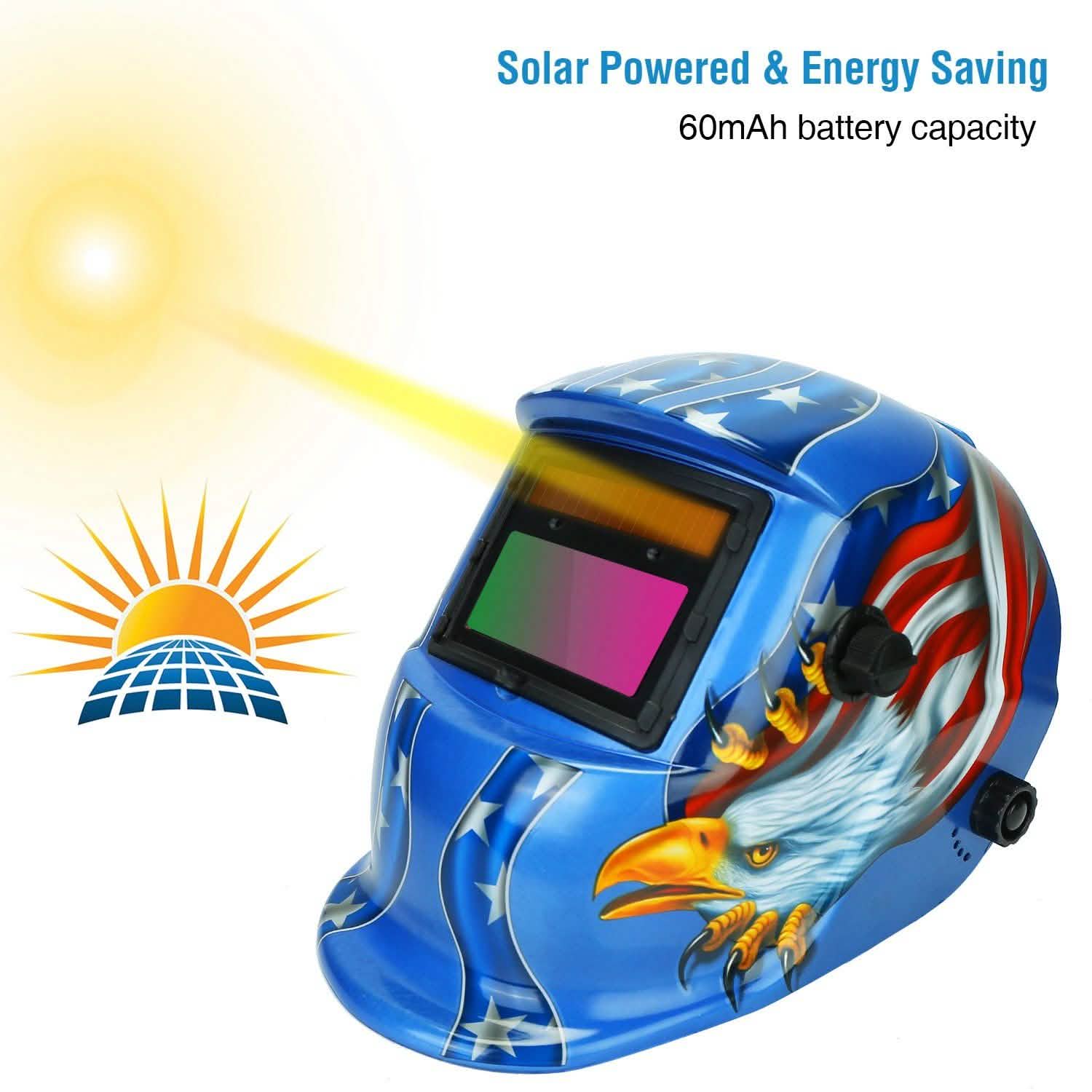 Welding Helmet Solar Powered Auto Darkening Hood with Adjustable Wide Shade by DailySale