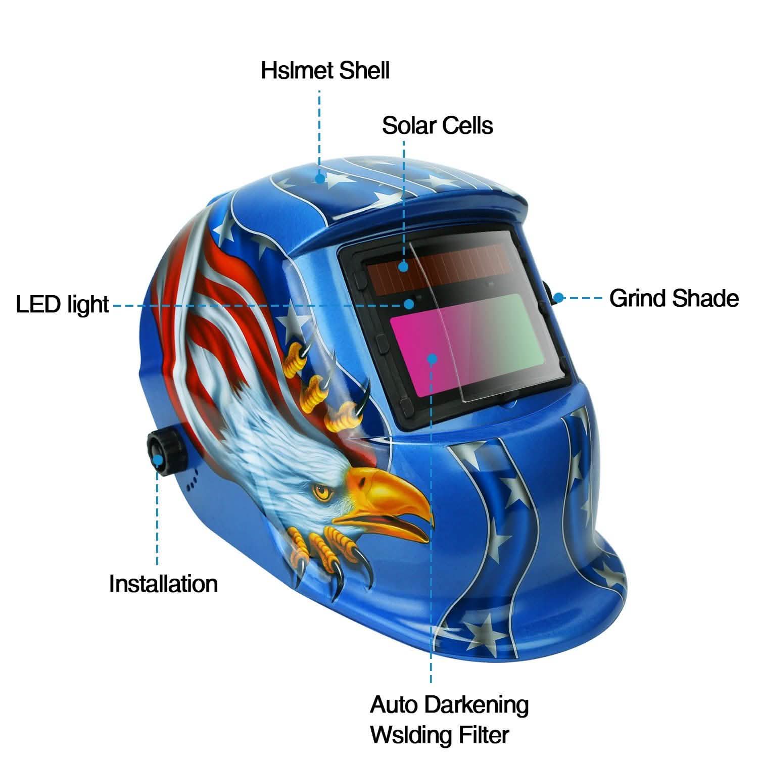 Welding Helmet Solar Powered Auto Darkening Hood with Adjustable Wide Shade by DailySale