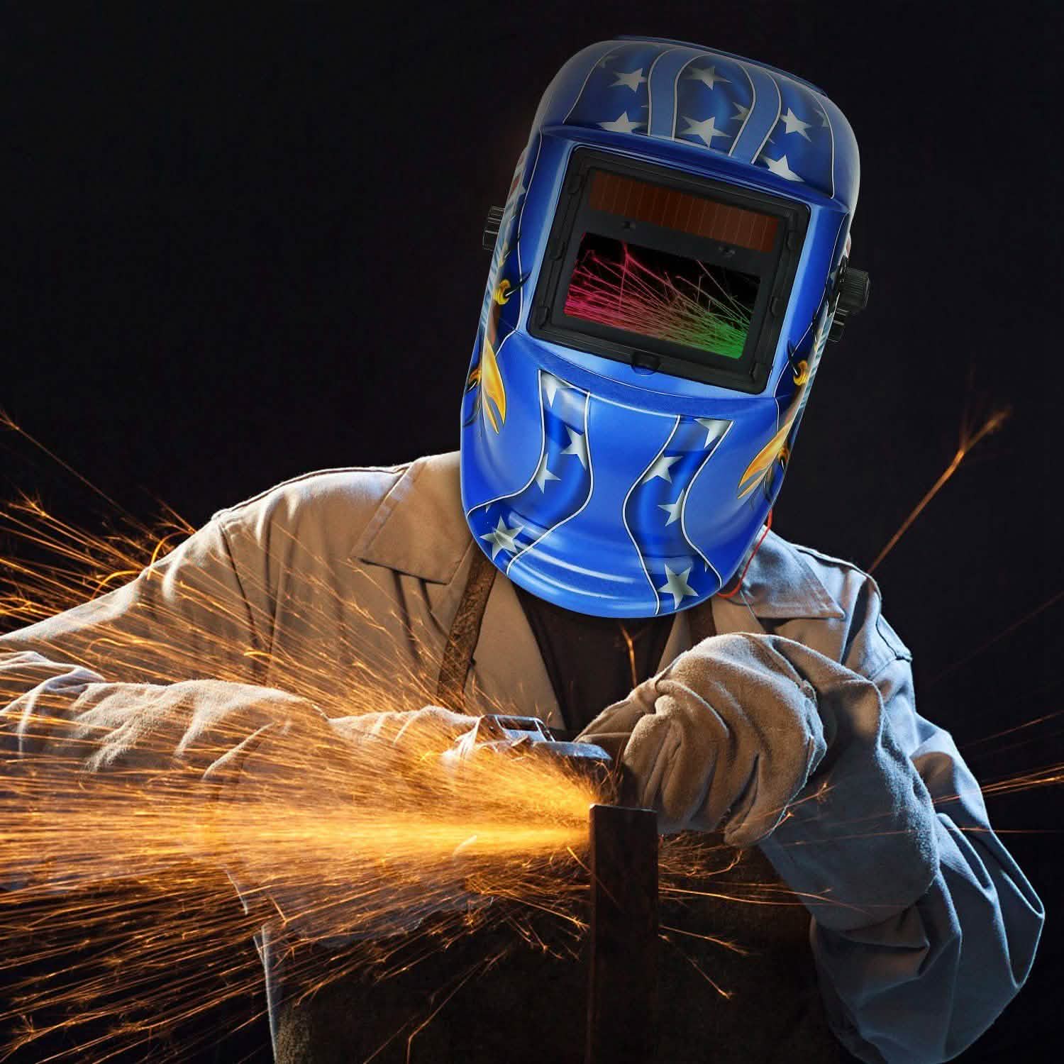 Welding Helmet Solar Powered Auto Darkening Hood with Adjustable Wide Shade by DailySale