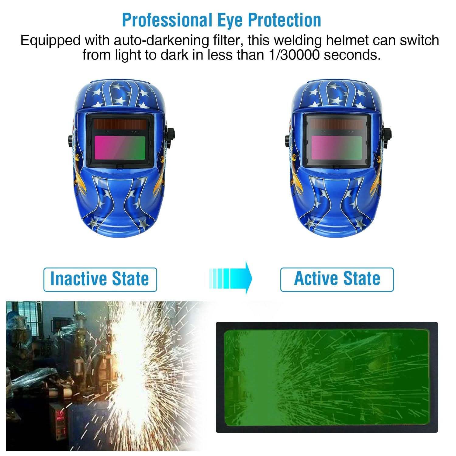 Welding Helmet Solar Powered Auto Darkening Hood with Adjustable Wide Shade by DailySale