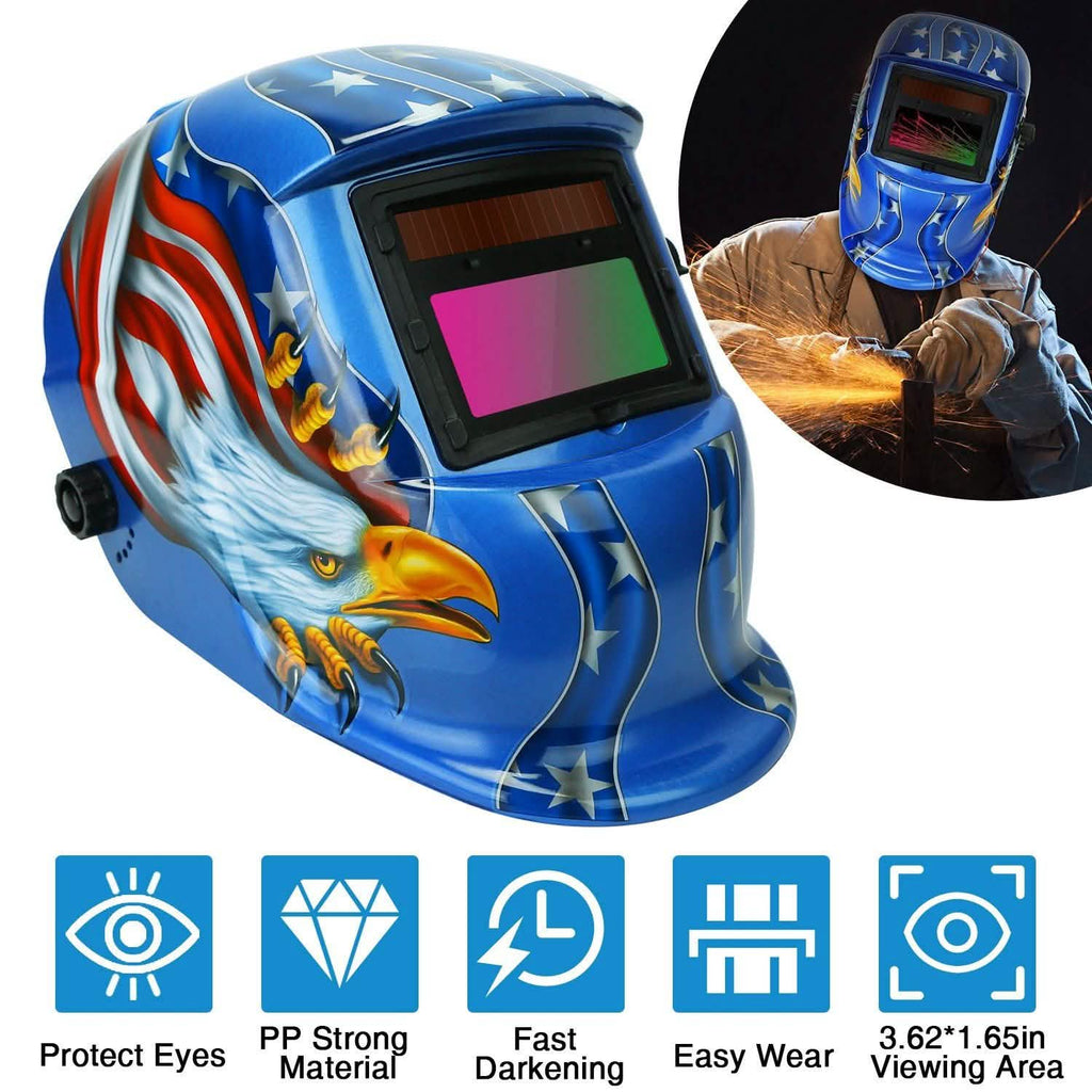 Welding Helmet Solar Powered Auto Darkening Hood with Adjustable Wide Shade by DailySale