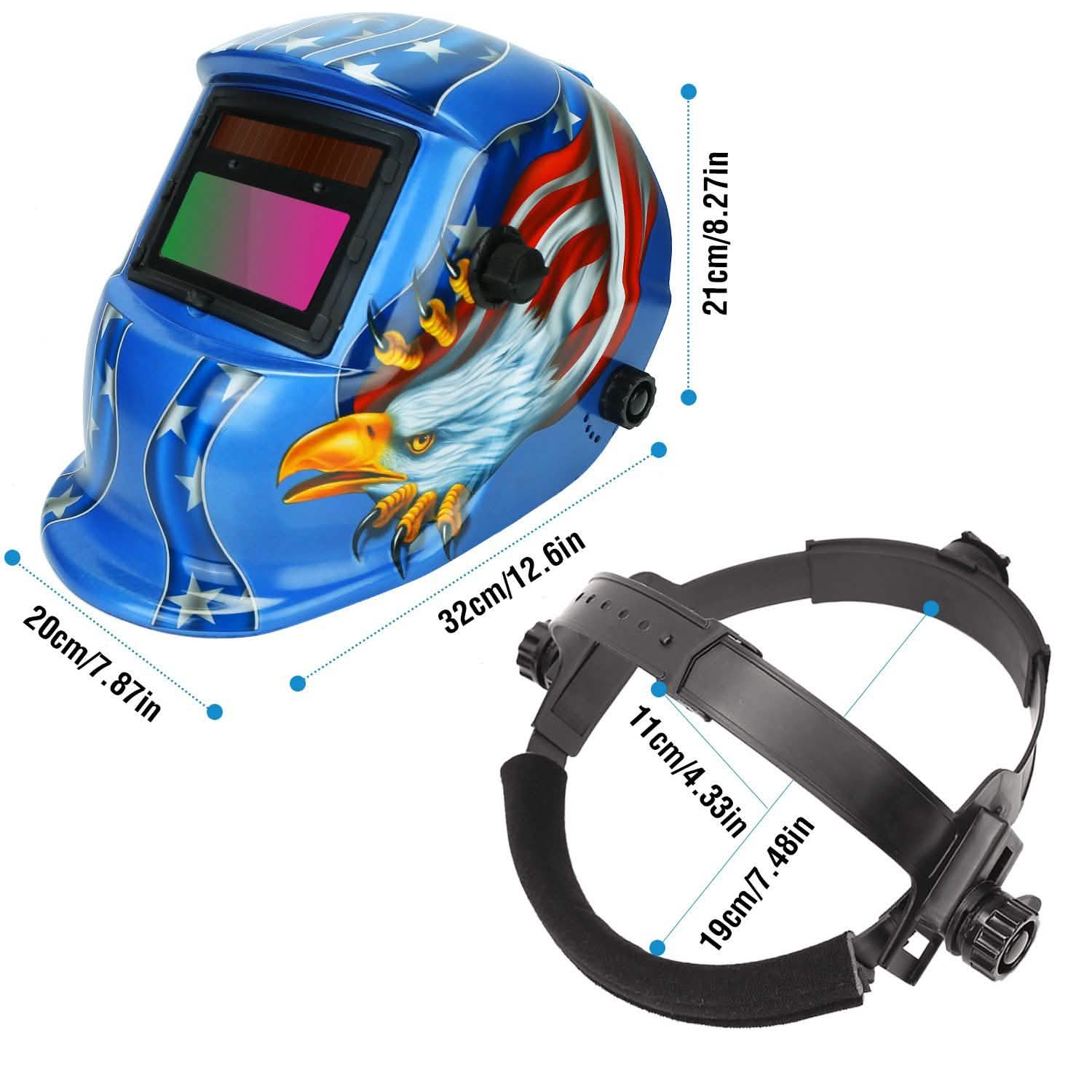 Welding Helmet Solar Powered Auto Darkening Hood with Adjustable Wide Shade by DailySale