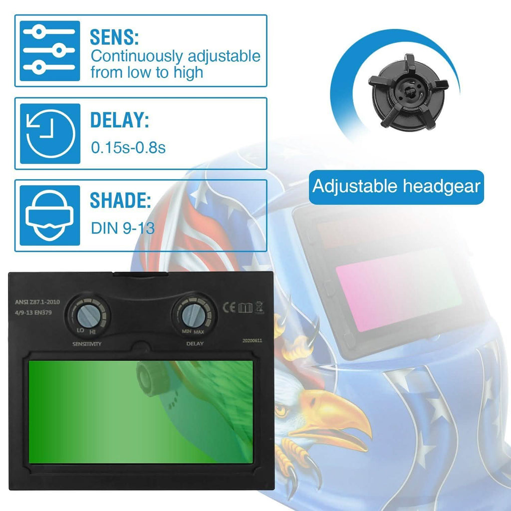 Welding Helmet Solar Powered Auto Darkening Hood with Adjustable Wide Shade by DailySale