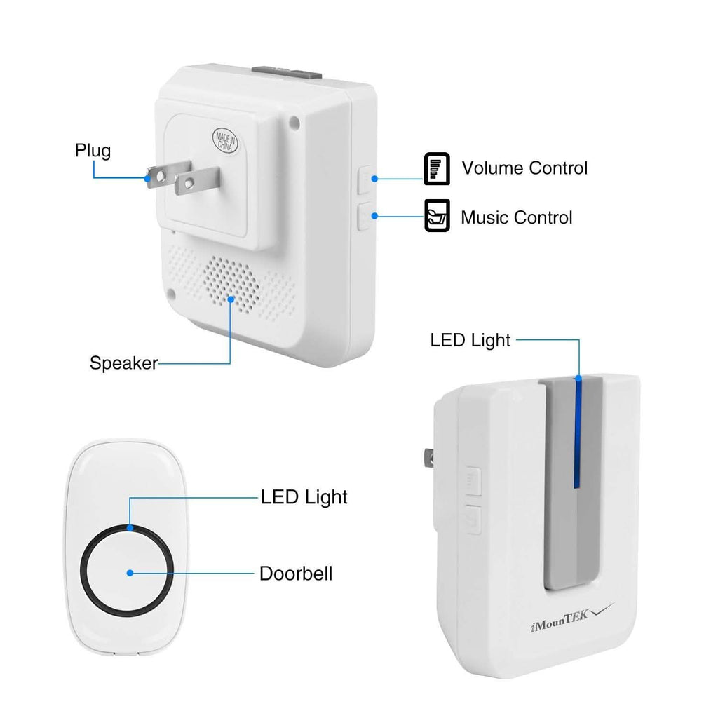 Wireless Doorbell Rings 1000FT with 1 Plug Receiver Chimes by DailySale