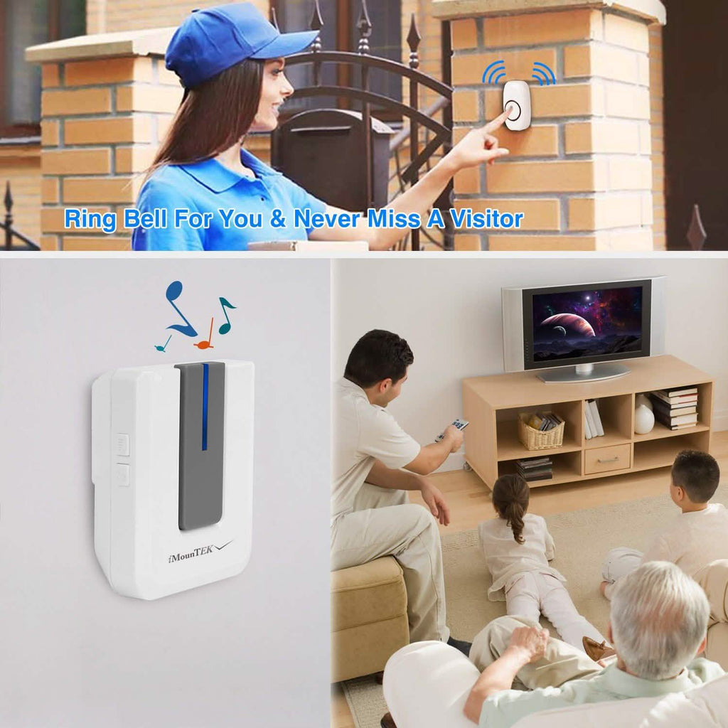 Wireless Doorbell Rings 1000FT with 1 Plug Receiver Chimes by DailySale