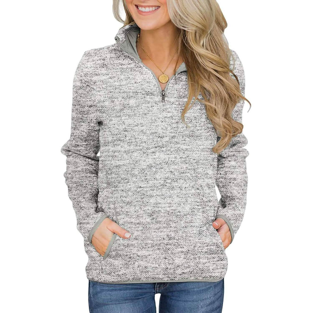 Women Casual Long Sleeve Stand Collar with Pockets