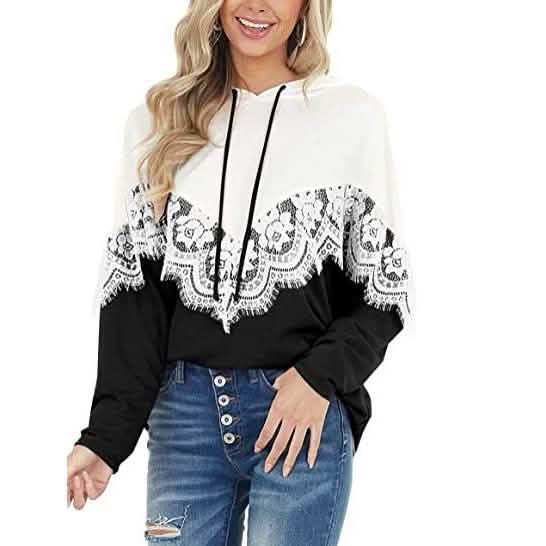 Women Long Sleeve Lace Hoodies by DailySale