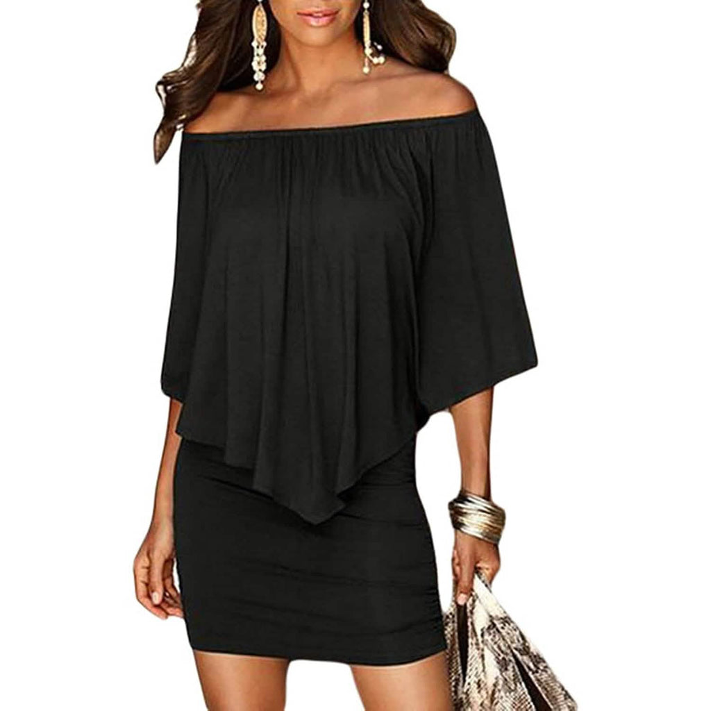 Women Off Shoulder Ruffles Bodycon Mini Dress by DailySale