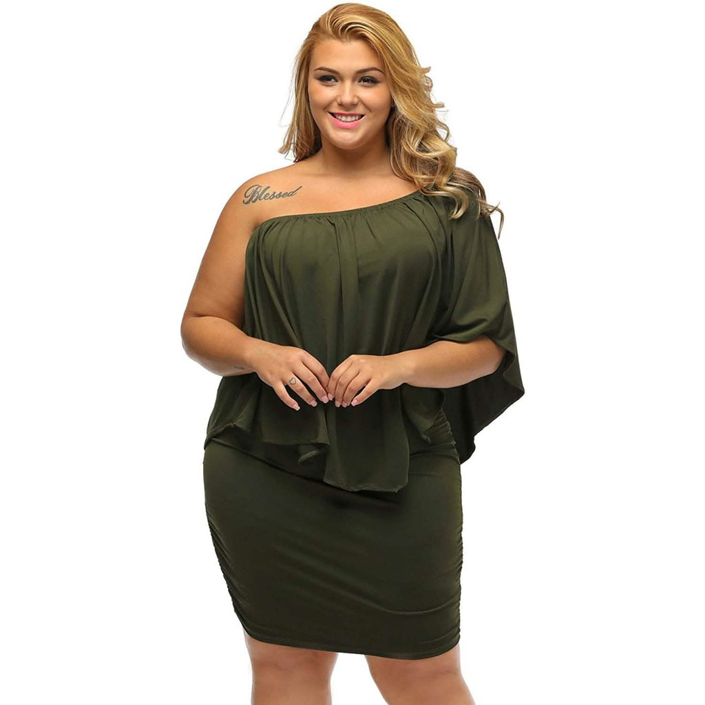 Women Off Shoulder Ruffles Bodycon Mini Dress by DailySale