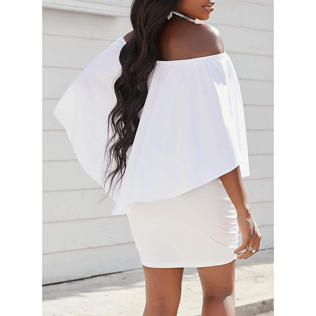 Women Off Shoulder Ruffles Bodycon Mini Dress by DailySale