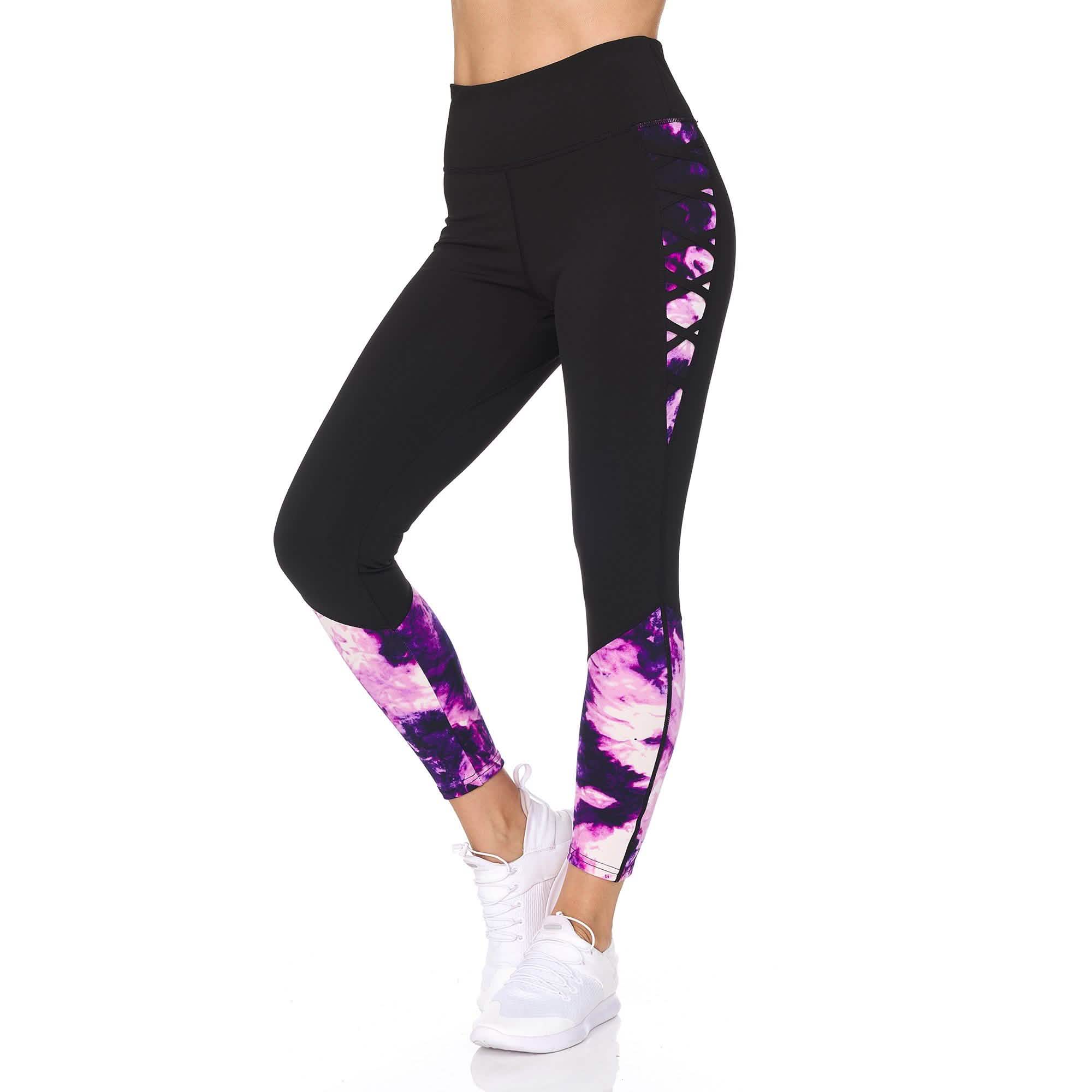 Women's 7/8 Highwaist Marble Leggings with Lattice Detail by DailySale