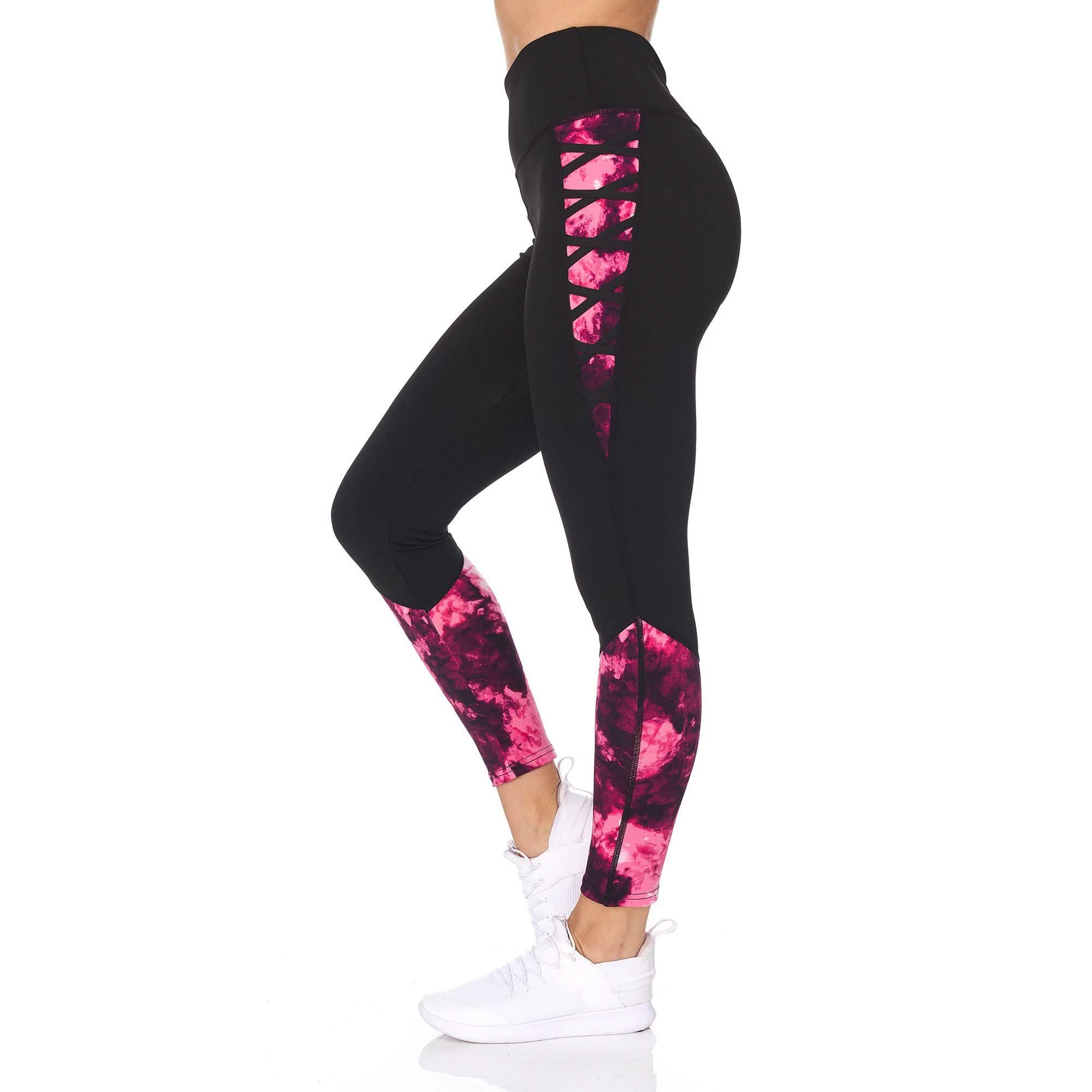 Women's 7/8 Highwaist Marble Leggings with Lattice Detail by DailySale