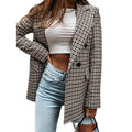 Women's Blazer Casual Jacket Long Sleeve Plaid Check Quilted by DailySale