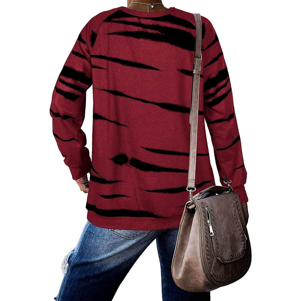 Womens Crewneck Long Sleeve Sweatshirts Striped Casual Tops Printed Loose Pullover Shirts by DailySale