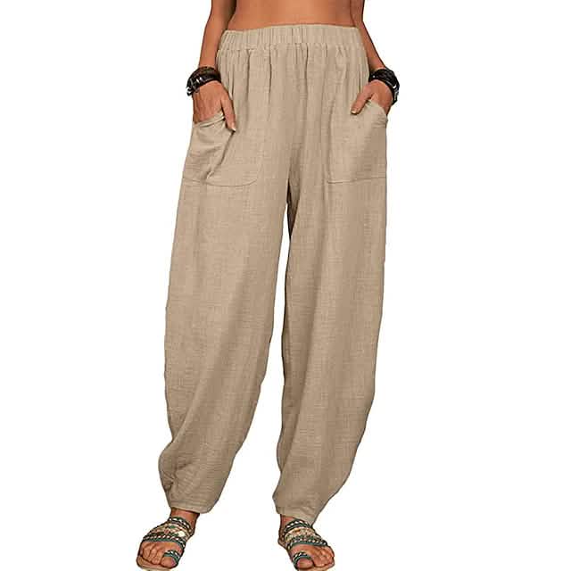 Women's Linen High Waist Wide Leg Pants by DailySale