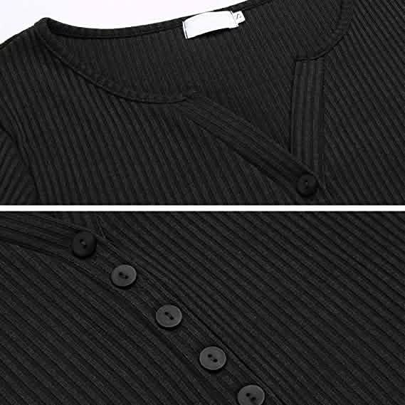 Women's Long Sleeve V Neck Ribbed Button Down Knit Sweater Fitted Top by DailySale