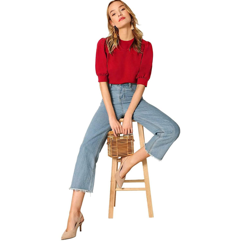 Women's Puff Sleeve Pullover Keyhole Back Blouse by DailySale