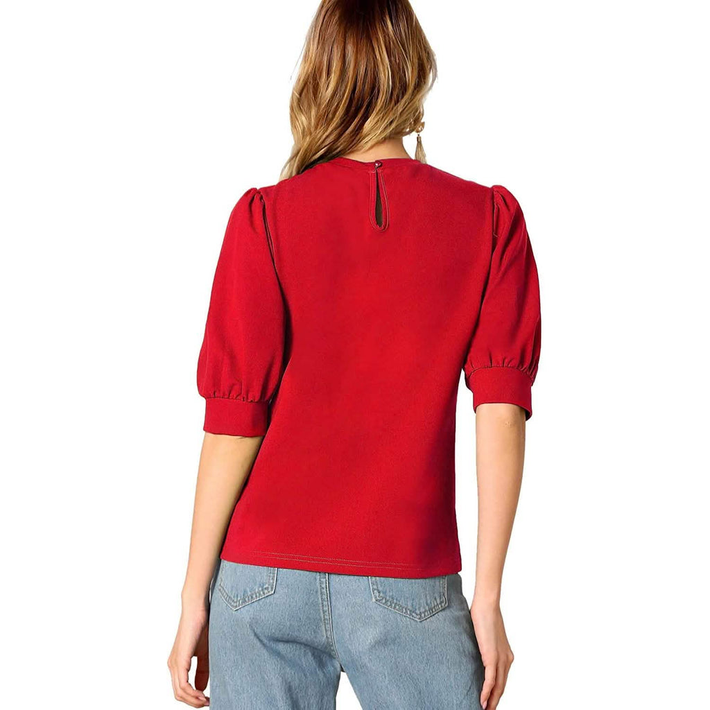 Women's Puff Sleeve Pullover Keyhole Back Blouse by DailySale