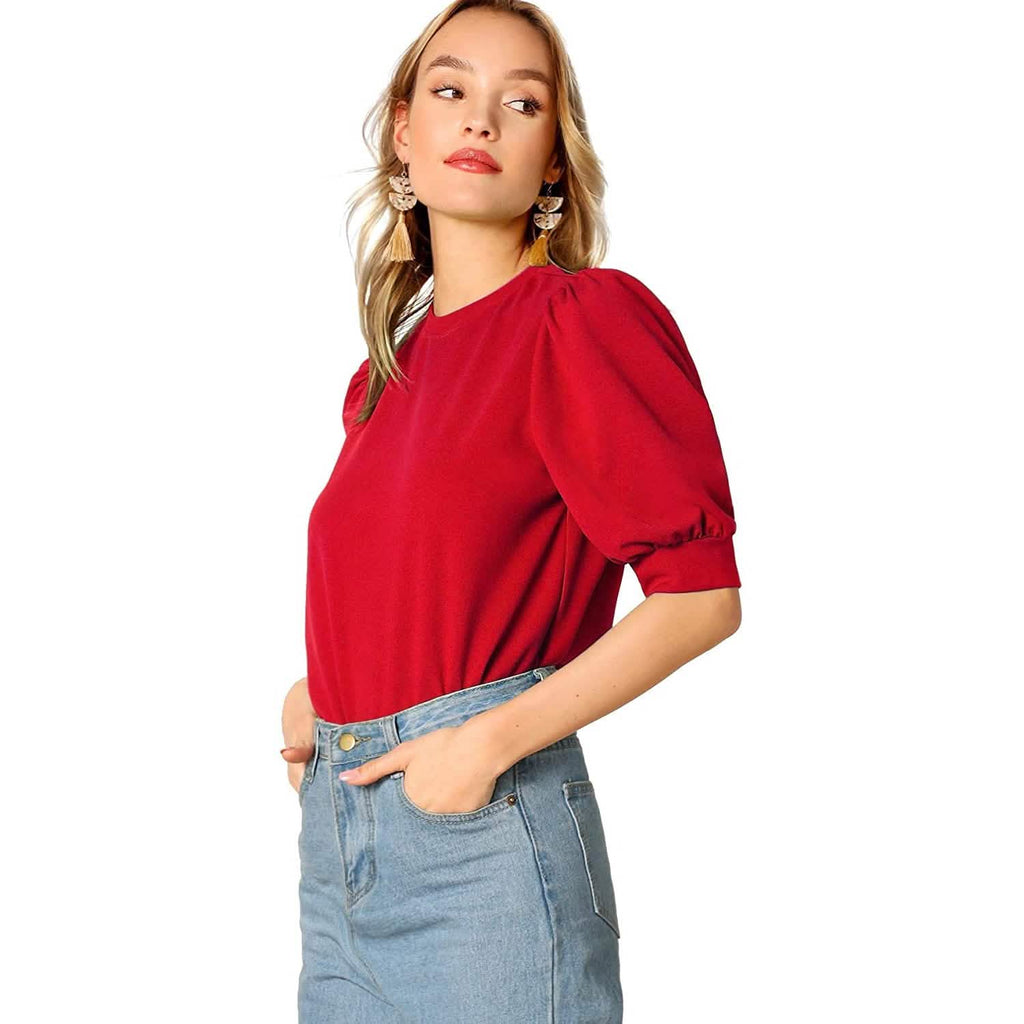 Women's Puff Sleeve Pullover Keyhole Back Blouse by DailySale