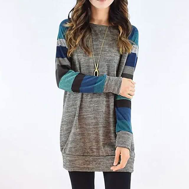 Women's Ribbed Knit Long Sleeve Lightweight Tunic Top